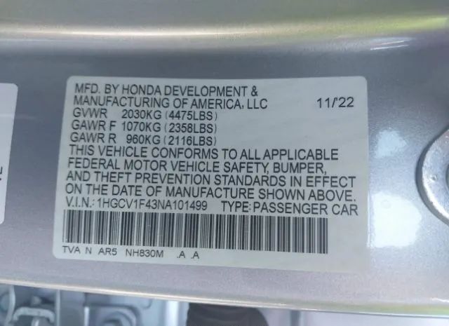 Photo 8 VIN: 1HGCV1F43NA101499 - HONDA ACCORD 