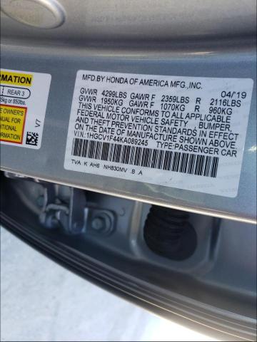 Photo 9 VIN: 1HGCV1F44KA089245 - HONDA ACCORD SEDAN 