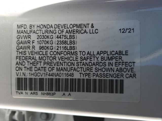 Photo 9 VIN: 1HGCV1F44NA011648 - HONDA ACCORD SPO 