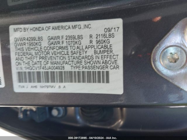 Photo 8 VIN: 1HGCV1F45JA004928 - HONDA ACCORD 