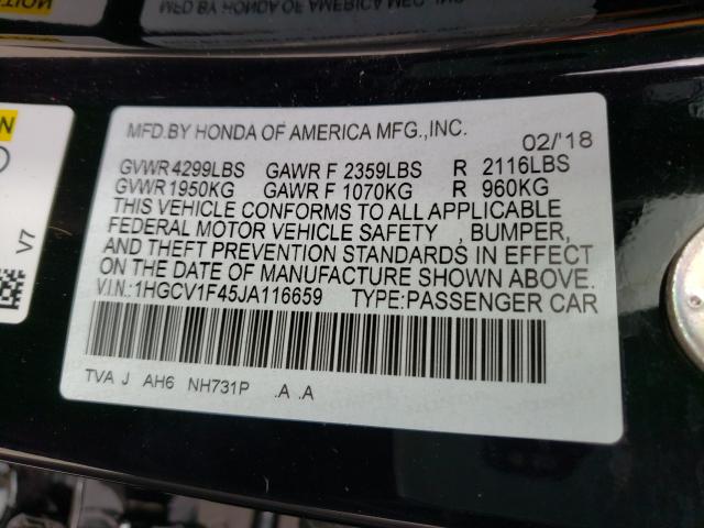 Photo 9 VIN: 1HGCV1F45JA116659 - HONDA ACCORD 