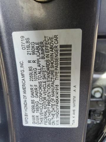 Photo 11 VIN: 1HGCV1F45KA141918 - HONDA ACCORD 