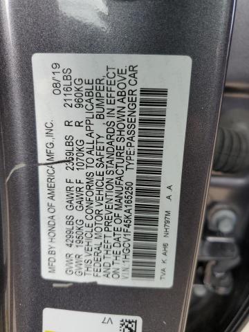 Photo 11 VIN: 1HGCV1F45KA165250 - HONDA ACCORD 