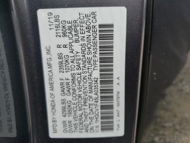 Photo 9 VIN: 1HGCV1F45LA035342 - HONDA ACCORD EX 