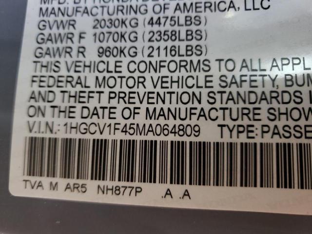 Photo 9 VIN: 1HGCV1F45MA064809 - HONDA ACCORD SPO 