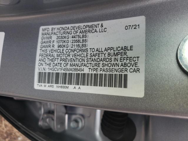 Photo 9 VIN: 1HGCV1F45MA088494 - HONDA ACCORD SPO 