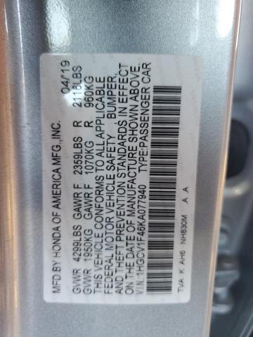 Photo 11 VIN: 1HGCV1F46KA077940 - HONDA ACCORD EX 