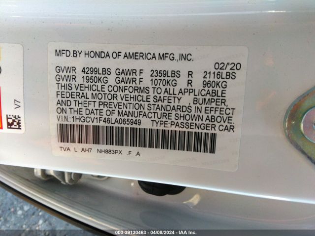 Photo 8 VIN: 1HGCV1F46LA065949 - HONDA ACCORD 