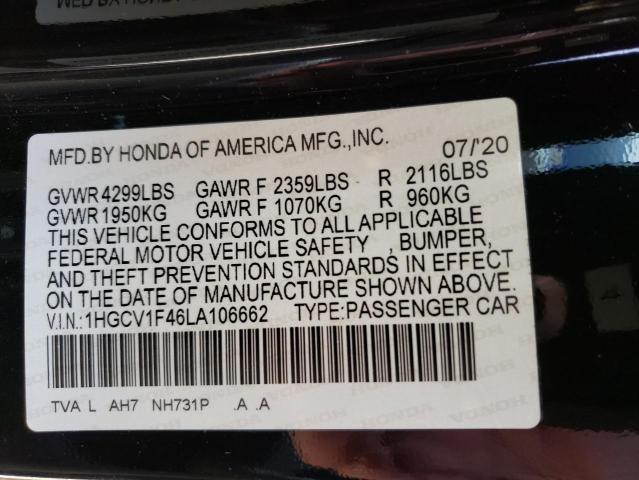 Photo 11 VIN: 1HGCV1F46LA106662 - HONDA ACCORD EX 