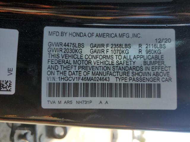 Photo 12 VIN: 1HGCV1F46MA024643 - HONDA ACCORD SPO 