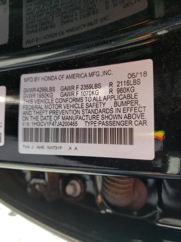 Photo 11 VIN: 1HGCV1F47JA200465 - HONDA ACCORD EX 