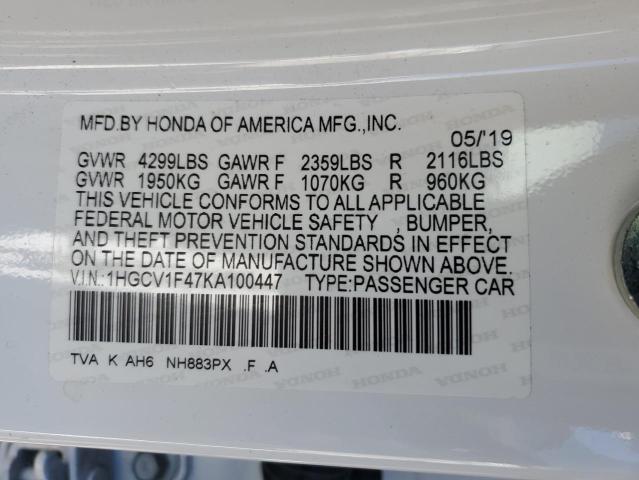 Photo 12 VIN: 1HGCV1F47KA100447 - HONDA ACCORD 