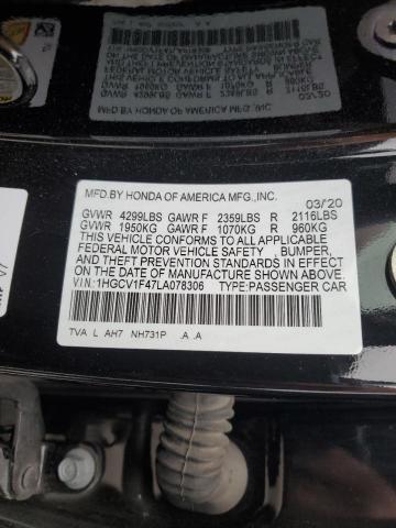 Photo 12 VIN: 1HGCV1F47LA078306 - HONDA ACCORD 