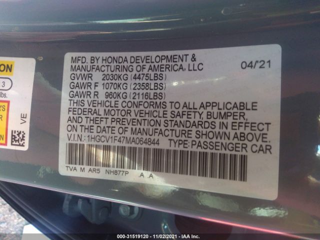 Photo 8 VIN: 1HGCV1F47MA064844 - HONDA ACCORD SEDAN 