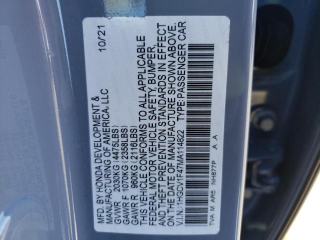 Photo 9 VIN: 1HGCV1F47MA114822 - HONDA ACCORD SPO 