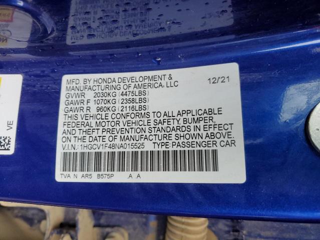 Photo 12 VIN: 1HGCV1F48NA015525 - HONDA ACCORD 