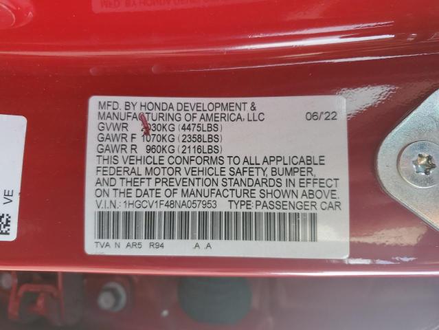 Photo 11 VIN: 1HGCV1F48NA057953 - HONDA ACCORD SPO 