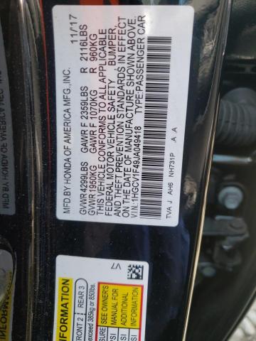 Photo 9 VIN: 1HGCV1F49JA049418 - HONDA ACCORD EX 