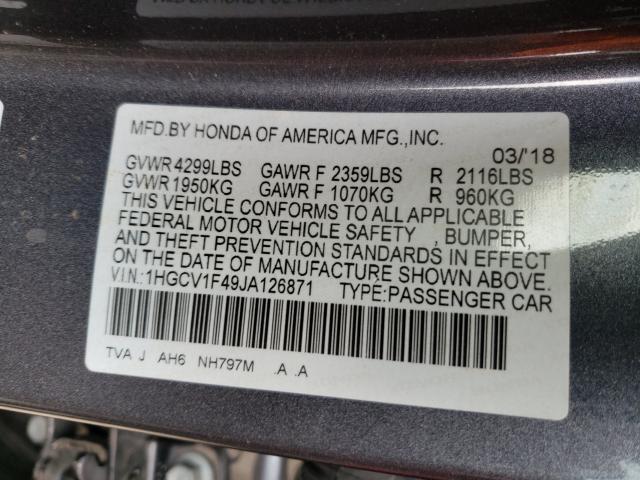 Photo 9 VIN: 1HGCV1F49JA126871 - HONDA ACCORD EX 