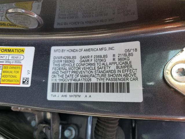 Photo 9 VIN: 1HGCV1F49JA175326 - HONDA ACCORD EX 