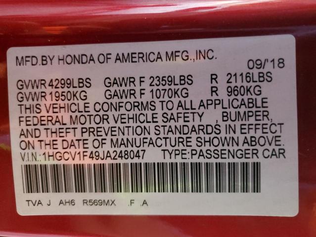 Photo 12 VIN: 1HGCV1F49JA248047 - HONDA ACCORD EX 