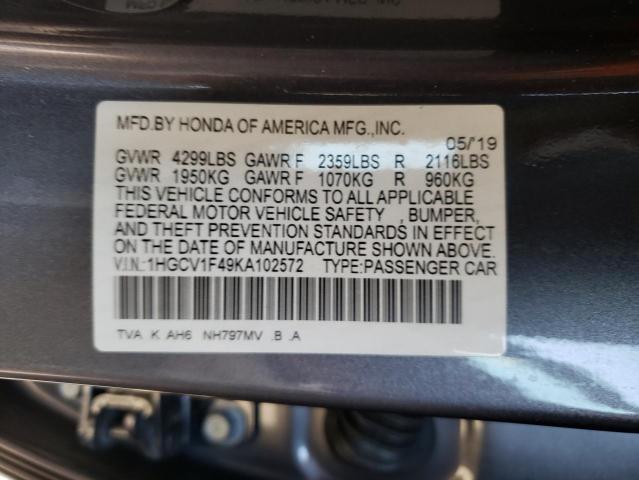 Photo 11 VIN: 1HGCV1F49KA102572 - HONDA ACCORD EX 