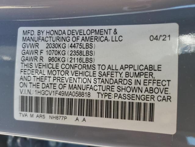 Photo 12 VIN: 1HGCV1F49MA058818 - HONDA ACCORD SPO 