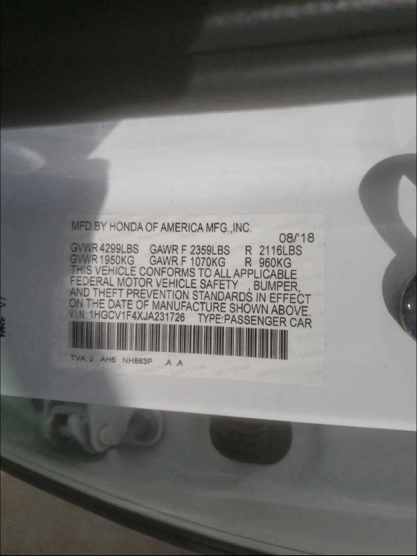 Photo 9 VIN: 1HGCV1F4XJA231726 - HONDA ACCORD EX 