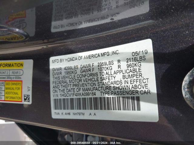 Photo 8 VIN: 1HGCV1F4XKA099164 - HONDA ACCORD 