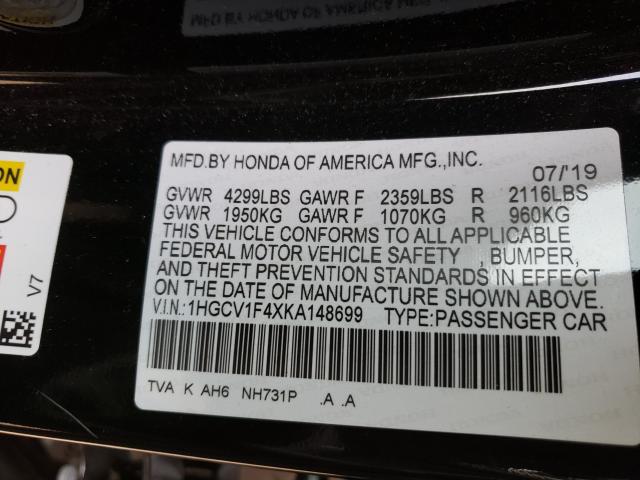 Photo 9 VIN: 1HGCV1F4XKA148699 - HONDA ACCORD EX 