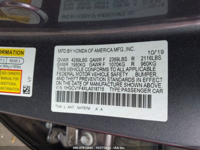 Photo 8 VIN: 1HGCV1F4XLA018715 - HONDA ACCORD 