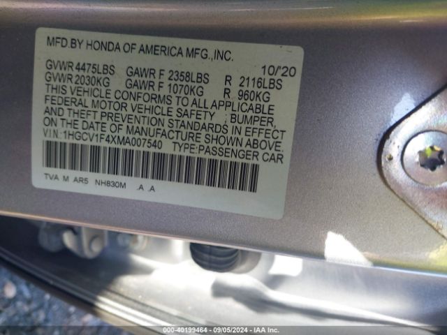 Photo 8 VIN: 1HGCV1F4XMA007540 - HONDA ACCORD 