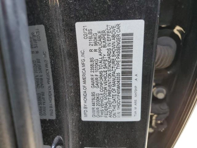 Photo 11 VIN: 1HGCV1F4XMA043535 - HONDA ACCORD SPO 