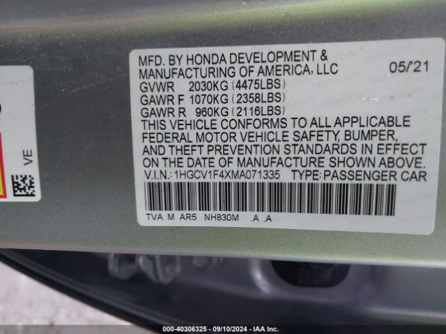 Photo 8 VIN: 1HGCV1F4XMA071335 - HONDA ACCORD 