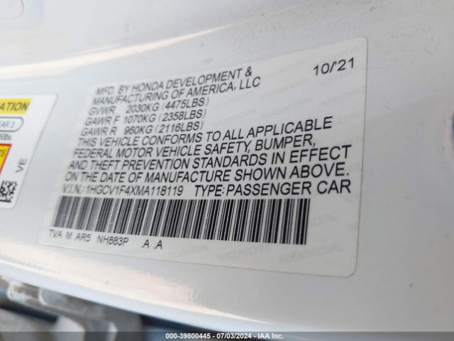 Photo 8 VIN: 1HGCV1F4XMA118119 - HONDA ACCORD 