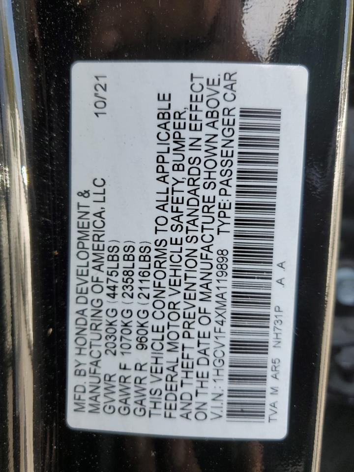 Photo 11 VIN: 1HGCV1F4XMA119898 - HONDA ACCORD 