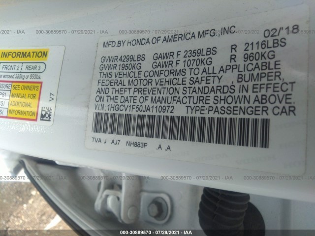 Photo 8 VIN: 1HGCV1F50JA110972 - HONDA ACCORD SEDAN 