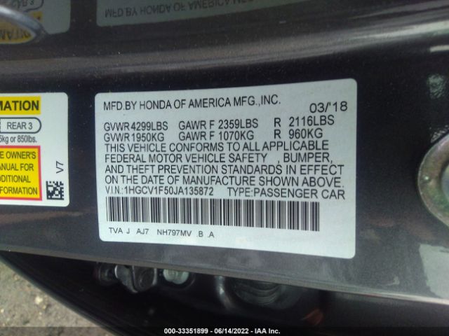 Photo 8 VIN: 1HGCV1F50JA135872 - HONDA ACCORD SEDAN 