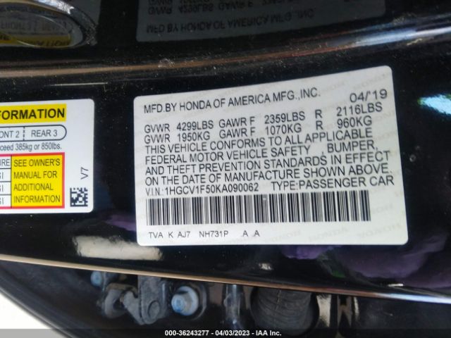 Photo 8 VIN: 1HGCV1F50KA090062 - HONDA ACCORD 