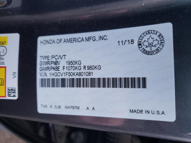 Photo 12 VIN: 1HGCV1F50KA801081 - HONDA ACCORD 