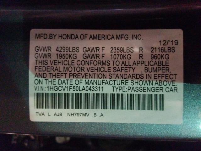 Photo 9 VIN: 1HGCV1F50LA043311 - HONDA ACCORD EXL 