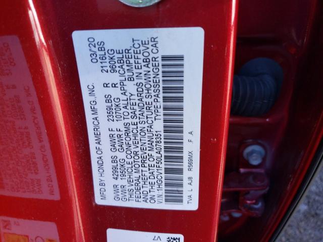 Photo 9 VIN: 1HGCV1F50LA078351 - HONDA ACCORD EXL 