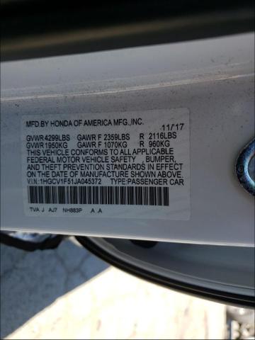 Photo 9 VIN: 1HGCV1F51JA045372 - HONDA ACCORD EXL 