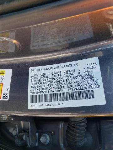 Photo 9 VIN: 1HGCV1F51KA017945 - HONDA ACCORD EXL 