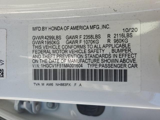 Photo 11 VIN: 1HGCV1F51MA001604 - HONDA ACCORD EXL 