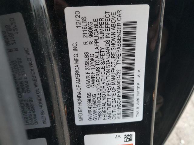 Photo 11 VIN: 1HGCV1F51MA024722 - HONDA ACCORD EXL 