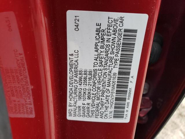 Photo 11 VIN: 1HGCV1F51MA061639 - HONDA ACCORD 