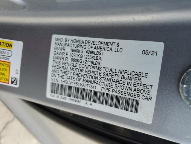 Photo 11 VIN: 1HGCV1F51MA077341 - HONDA ACCORD EXL 