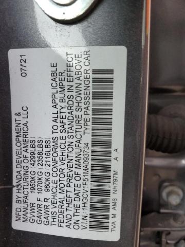 Photo 12 VIN: 1HGCV1F51MA093734 - HONDA ACCORD 