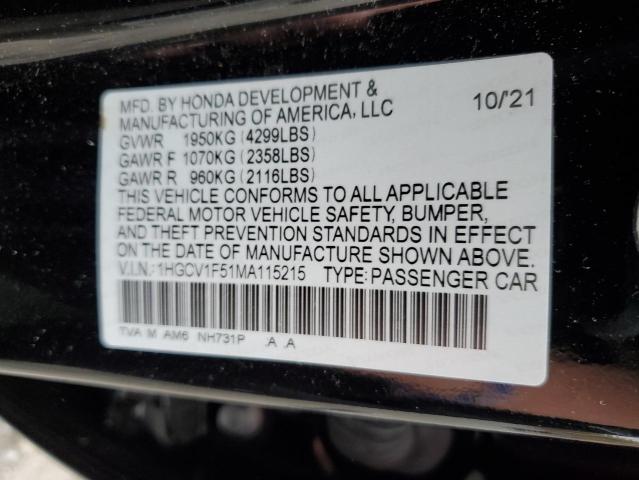 Photo 11 VIN: 1HGCV1F51MA115215 - HONDA ACCORD 